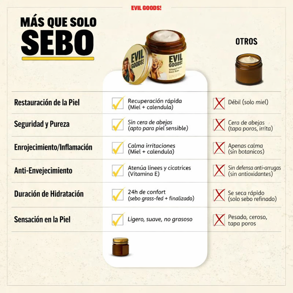 Evil Goods®  Sebo de Res 60 ml! Restauración profunda para tu piel